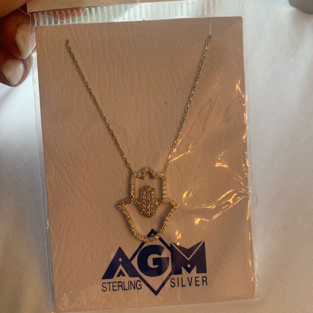 Sterling silver hamsa necklace